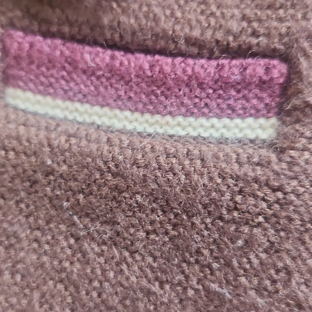 Bonpoint Wool Brown Cardigan with Purple Trim